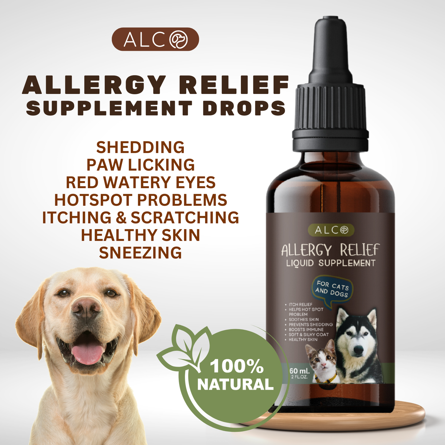 Alco Allergy Relief Drops for Cats and Dogs 60ml
