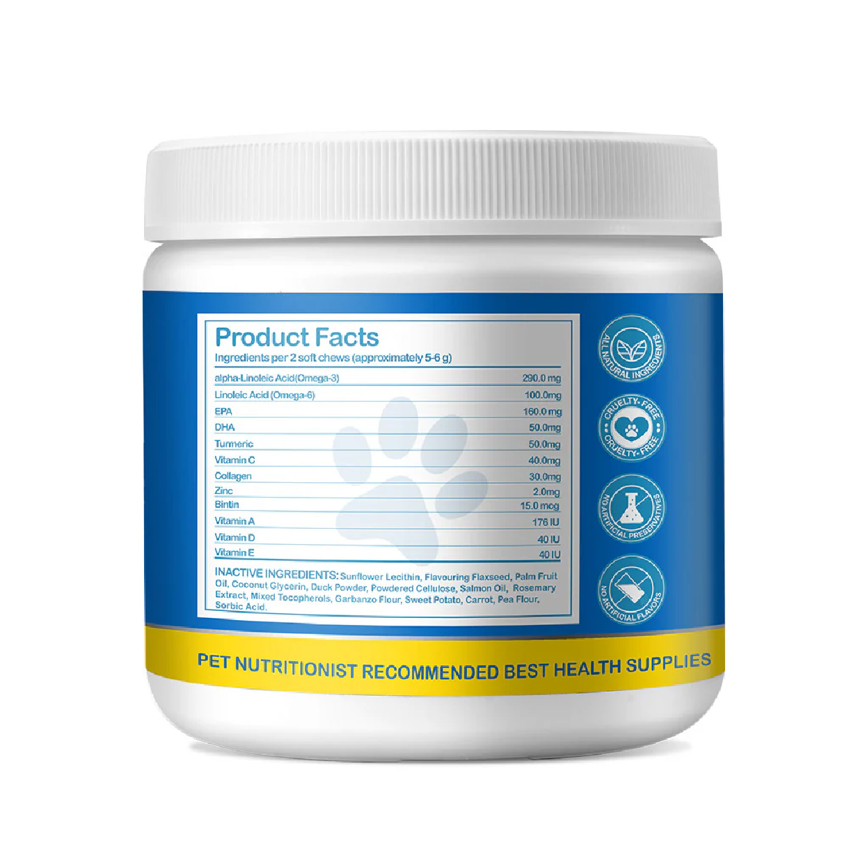 Worafy Skin & Coat Omega Treats (300g, 120 pcs)