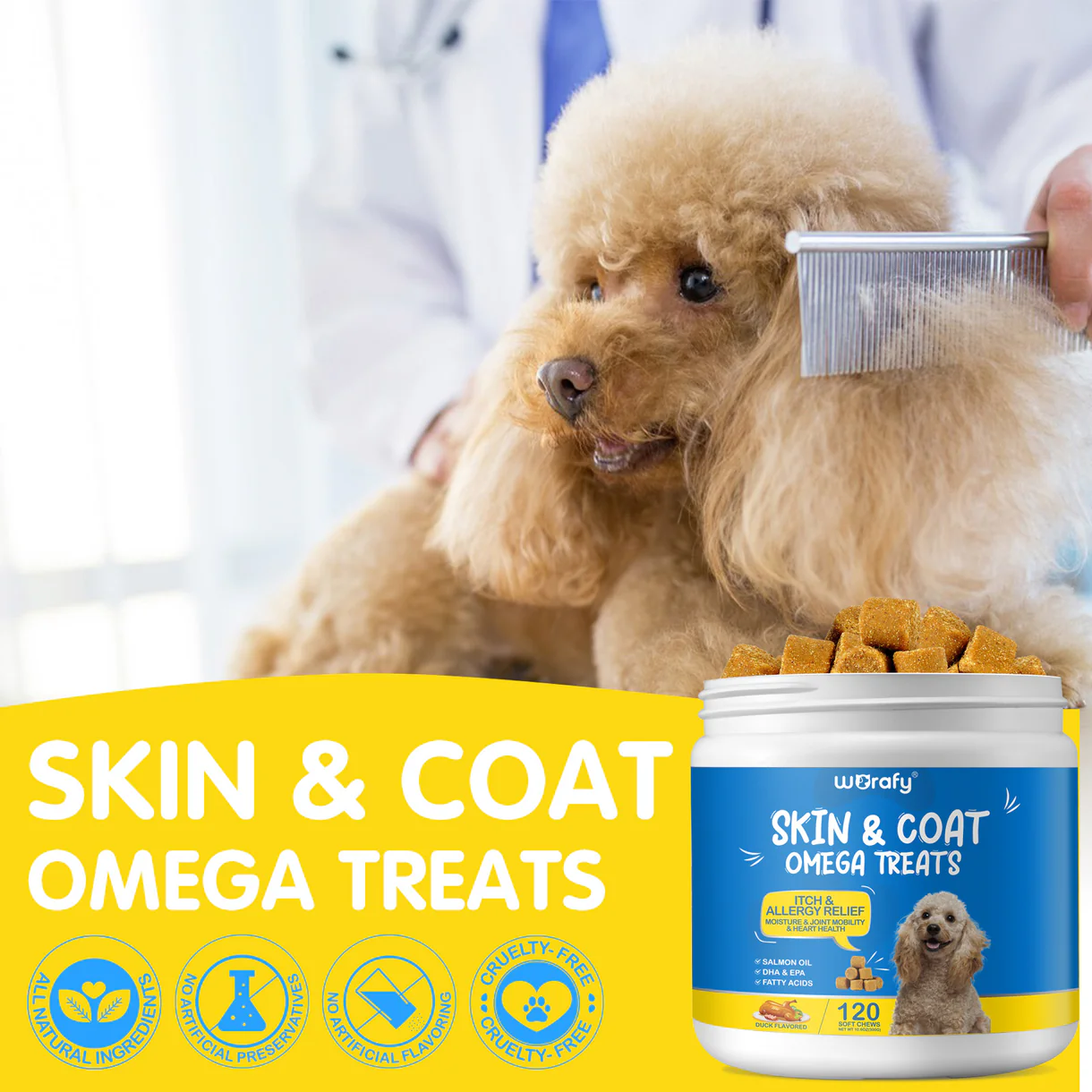 Worafy Skin & Coat Omega Treats (300g, 120 pcs)