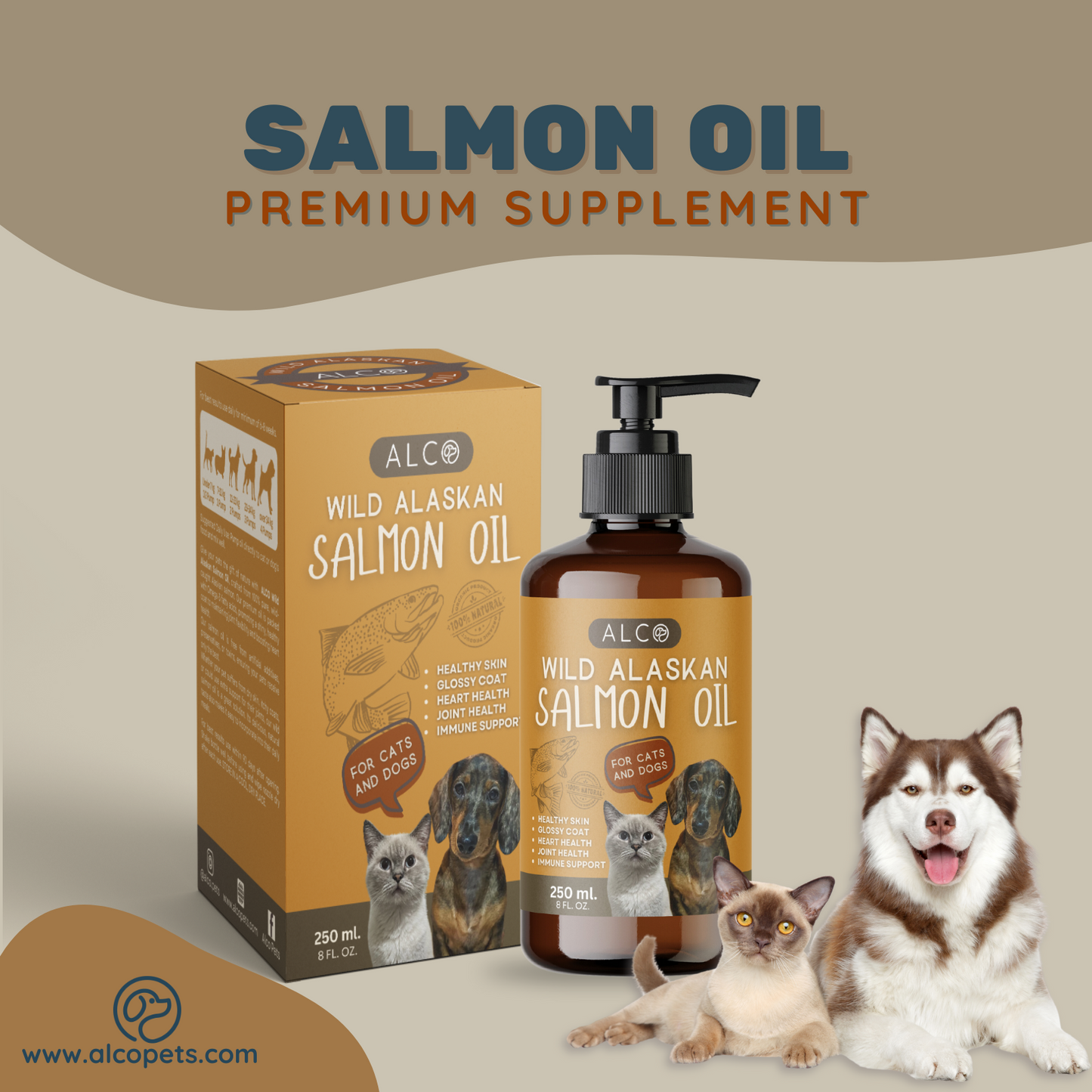 Alco Wild Alaskan Salmon Oil for Cats and Dogs 250ml