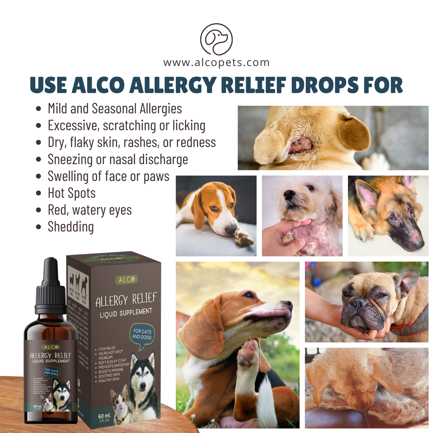 Alco Allergy Relief Drops for Cats and Dogs 60ml
